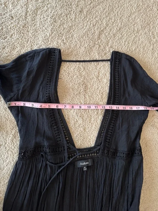 NWOT Aakaa Black Women's Swim Cover-Up Maxi Dress- size M - Picture 13 of 13